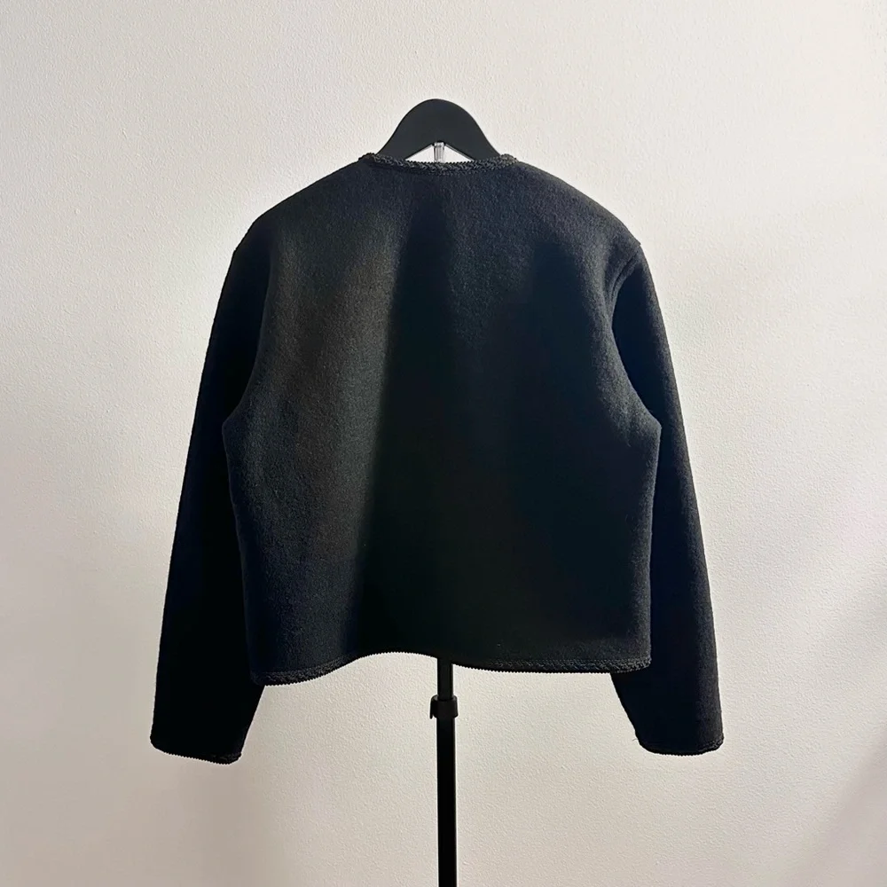 Ciao Lucia Simona Black Wool Boxy Crew Neck Button Up Coat Size M NWT - Picture 2 of 6